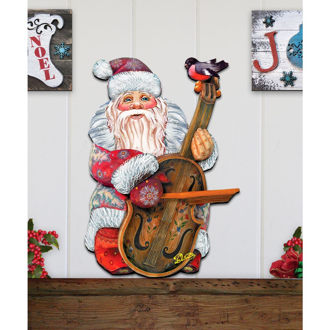 Decoración navideña para puerta con Papá Noel y violín de G. DeBrekht - Decoración navideña con muñeco de nieve y Papá Noel - 8116210H