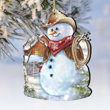 Cowboy Snowman Wooden Ornaments by Gelsinger - Christmas Santa Snowman Decor - 8121115-1541
