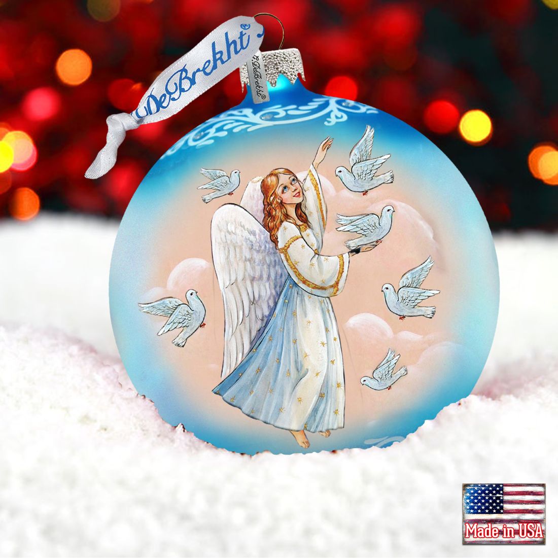 Serenity Angel Glass Ornament by G. DeBrekht - Nativity Holiday Decor - 73366