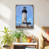 Faro de madera para pared costera de Nature Wonders - Decoración costera con vida marina - 95368B