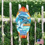 Dolphins Surfboard Coastal Door Decor by G. DeBrekht - Coastal Holiday Decor - 8114070H