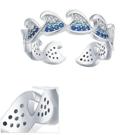 Rhinestone Zircon Wave Ring, Elegant Ring, Women's Fashion - Lootquake