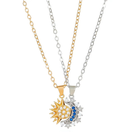 Sun And Moon Couple Projection Necklace Magnetic Pendant Clavicle Chain - Lootquake