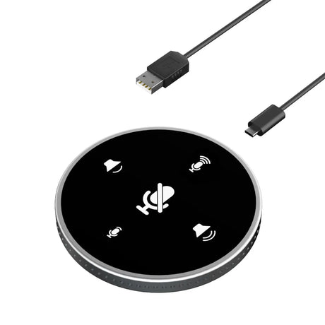 Desktop USB Conference Speakerphone Microphone Built-in Speaker 360° Omnidirectional PC Computer Condenser Mic with  Function Volume Adjustment Plug & Play Compatible with Windows Mac for PC Lapto - Lootquake