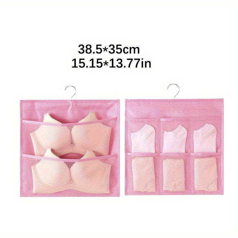 Sac de rangement pour sous-vêtements double face - Solution de rangement polyvalente pour lingerie et chaussettes, design compact et adapté aux voyages, avec fonction d'accrochage facile