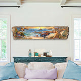 Arte mural de madera con coche retro en la playa de G. DeBrekht Coastal Decor - 8491114W