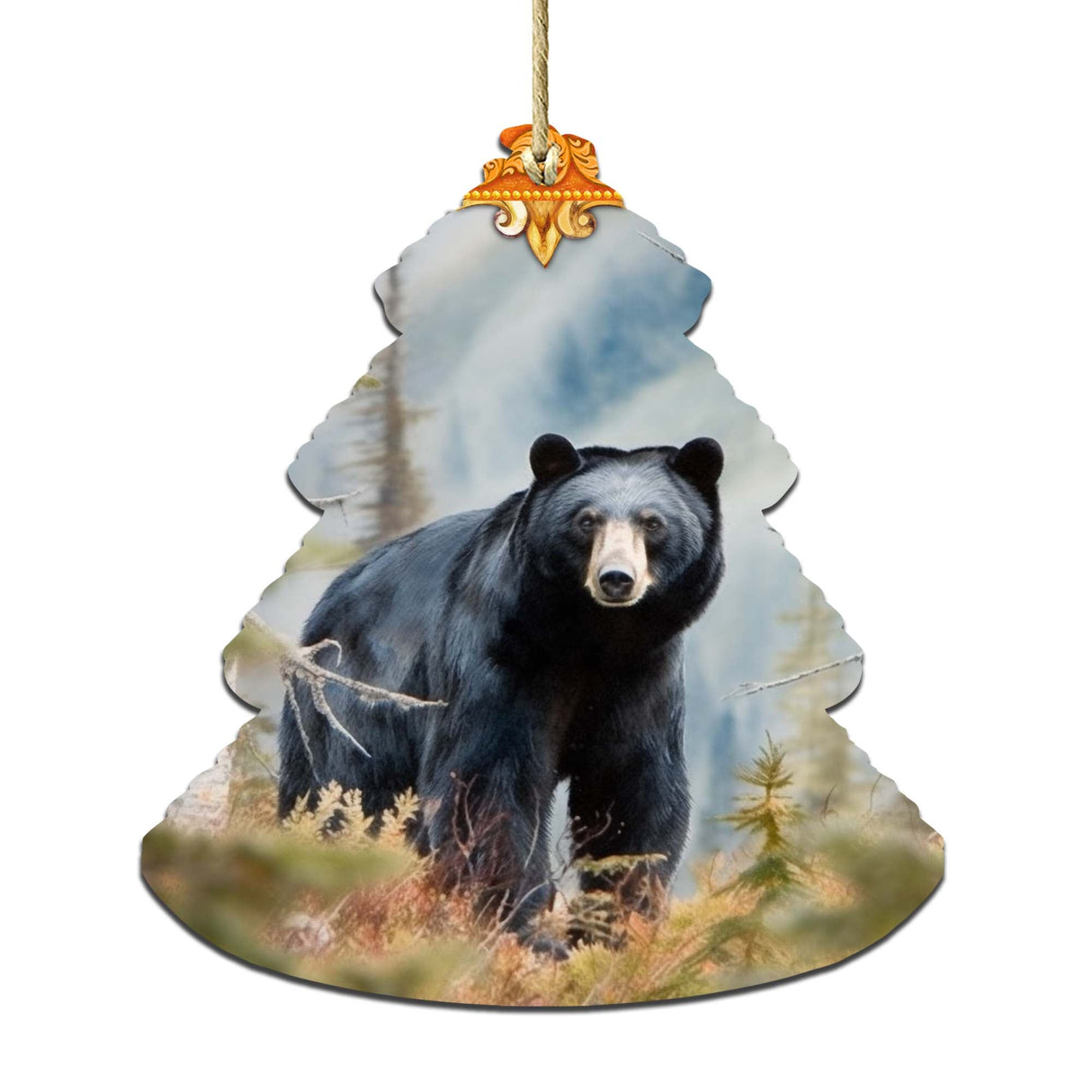 Adornos de madera para el árbol del oso negro de Alaska de G.Debrekht - Decoración navideña con temática de vida silvestre - 870008