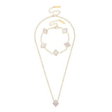 Square Natural White Shell Pendant Collarbone Necklace Bracelet - Lootquake