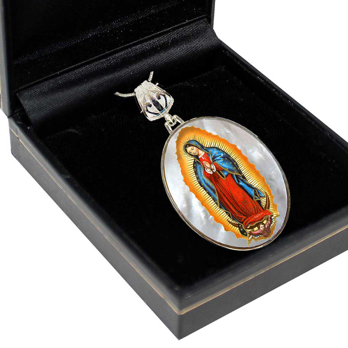 Collar de Madreperla bañado en plata de la Virgen de Guadalupe - 43032