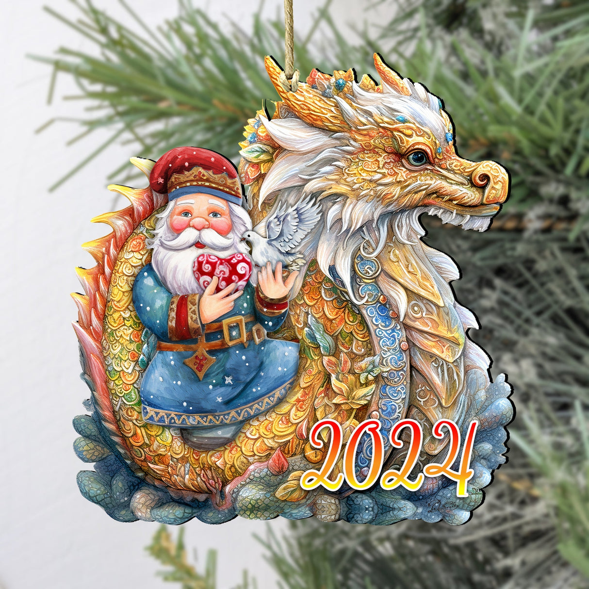 Adornos de madera de Papá Noel con dragón de G. Debrekht - Decoración navideña - 8611088-24