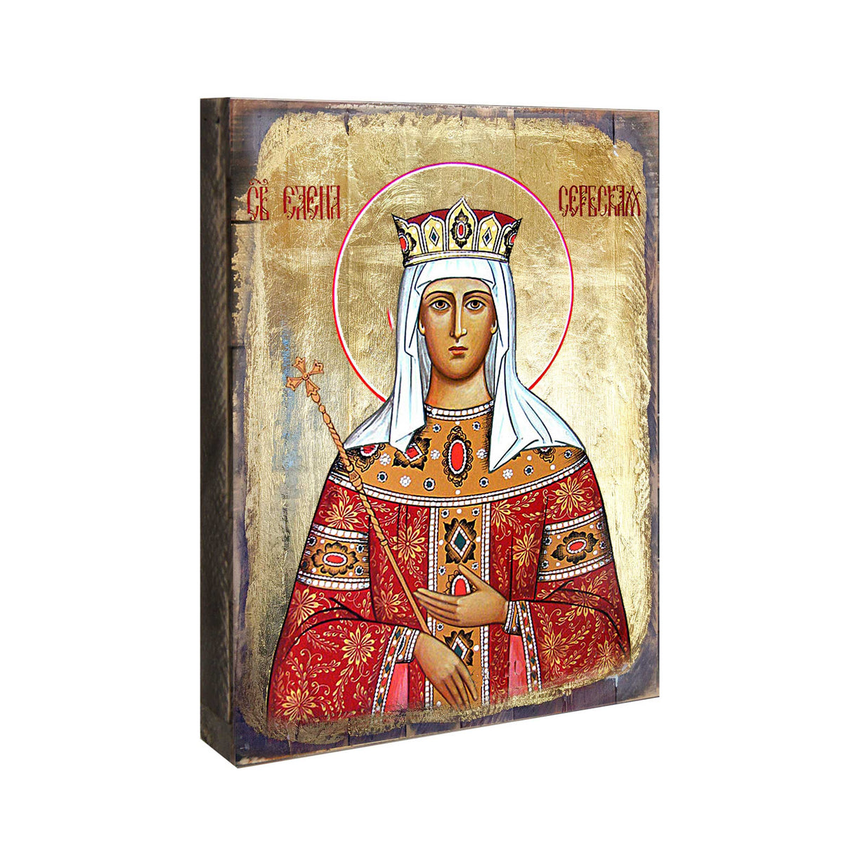 Icono sagrado ortodoxo religioso de madera de Santa Elena bañado en oro - Decoración inspiradora - 85061