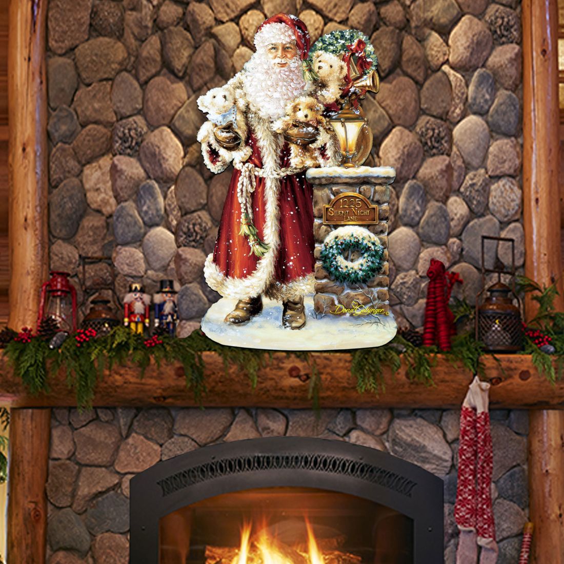 Silent Night Santa Christmas Door Decor by D. Gelsinger - Christmas Santa Snowman Decor - 8461013H-1315