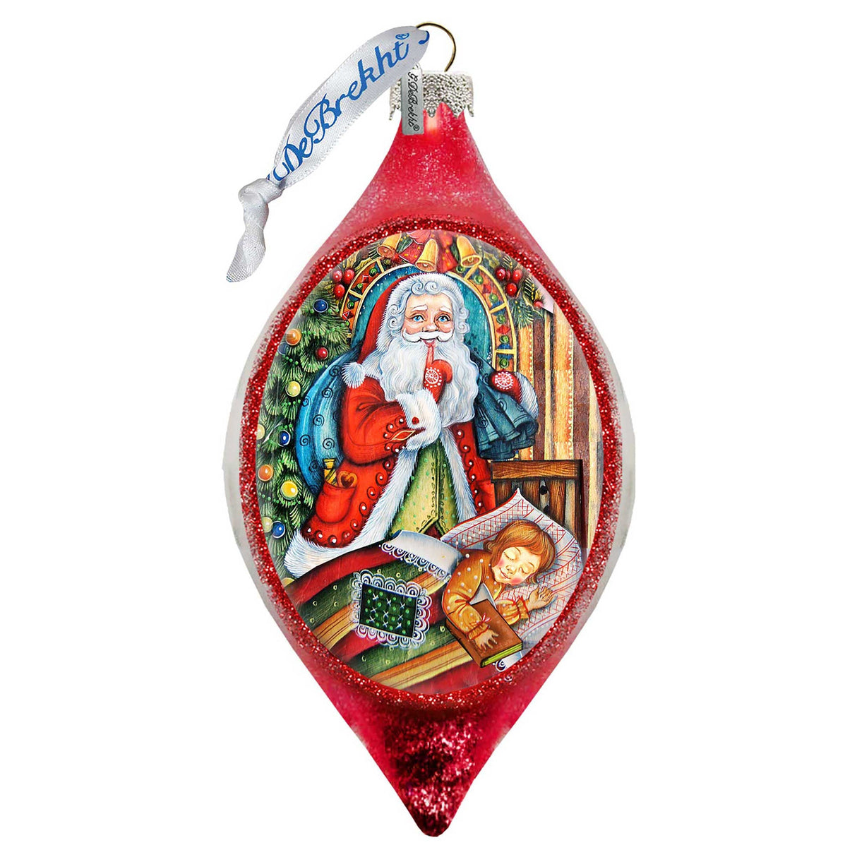 Christmas Night Glass Ornament by G. DeBrekht - Christmas Santa Snowman Decor - 757-025