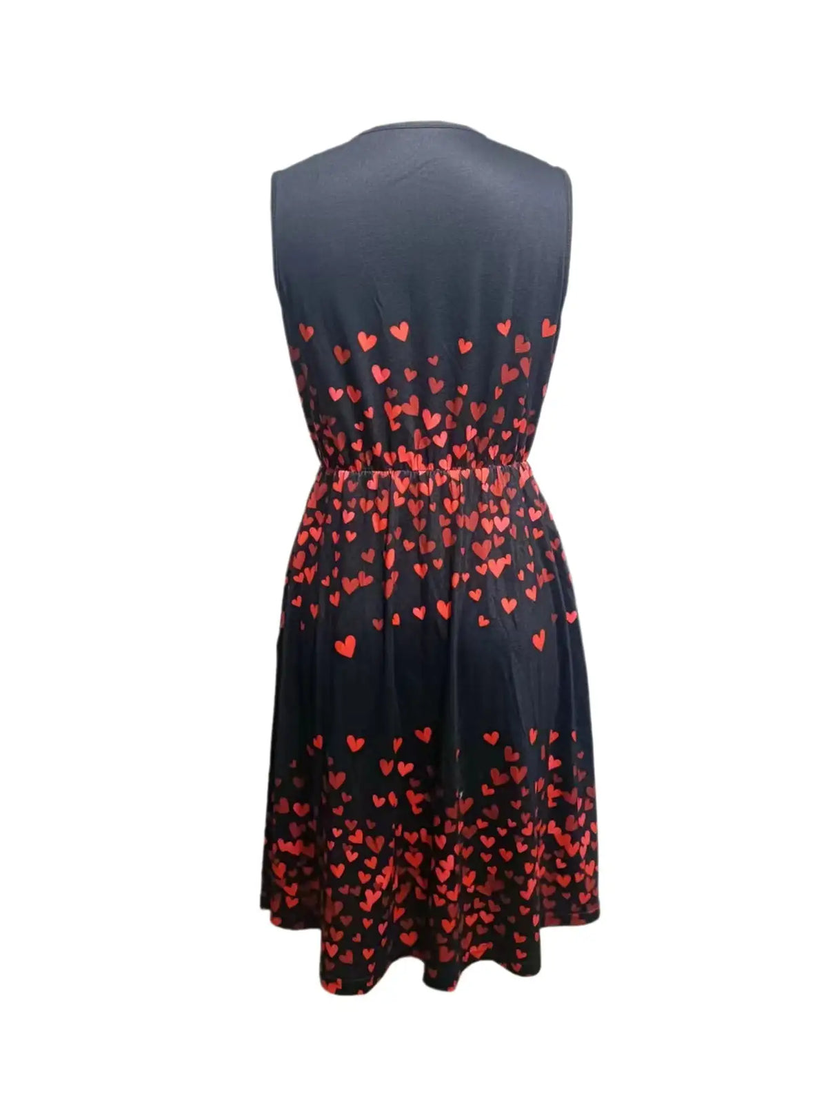 Ladies' V-neck Heart-shaped Printed Casual Off Shoulder Dress - Lootquake