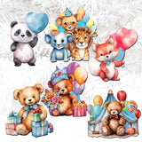 Happy Birthday Decorative Wooden Clip-on Ornaments Set of 6 by G. Debrekht - Christmas Decor - 8090035C-S6