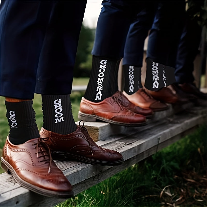 1 par/3 pares de calcetines de algodón para padrinos de boda, calcetines negros para novios, regalos para bodas, calcetines de regalo para padrinos de boda