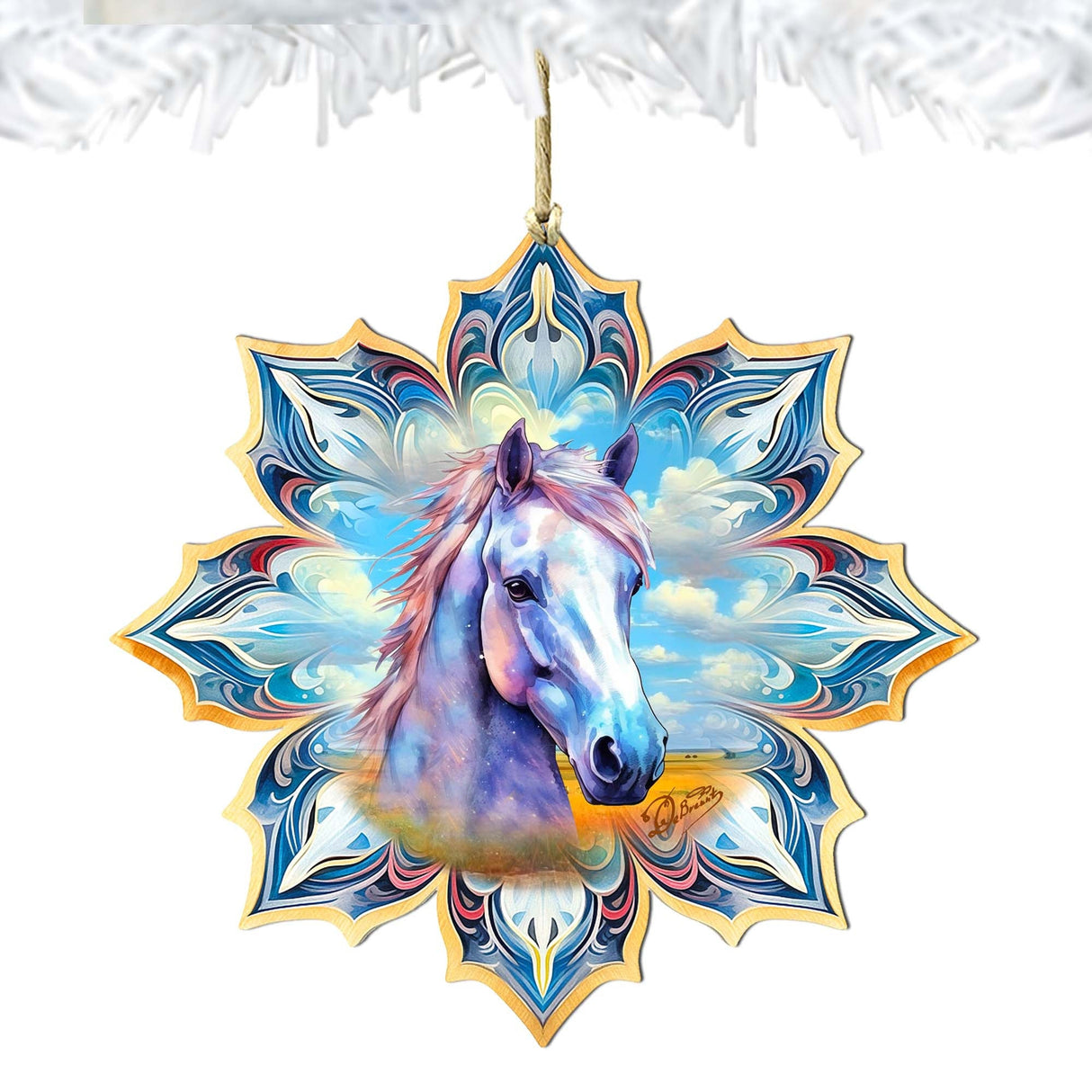 Adornos de madera con forma de copo de nieve de caballo blanco de G. Debrekht - Decoración de vida silvestre - 8688433