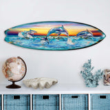 Dolphin's Dance Surfboard Coastal Wall Art by G. DeBrekht - Coastal Holiday Decor - 8490122HS