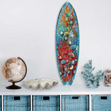 Arte mural costero con tabla de surf - Arte mural de vida submarina de G. DeBrekht - Decoración costera navideña - 8490135HS