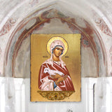 Icono religioso cristiano sagrado de Santa Agnia, de madera bañada en oro - Decoración inspiradora - 85025