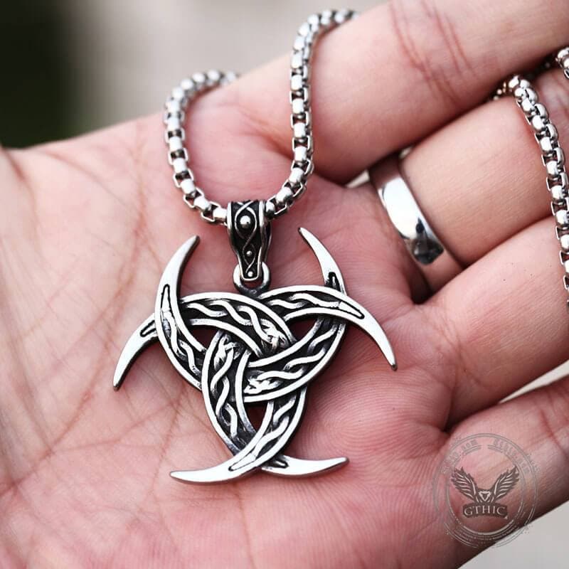 Celtic Crescent Triquetra Stainless Steel Pendant