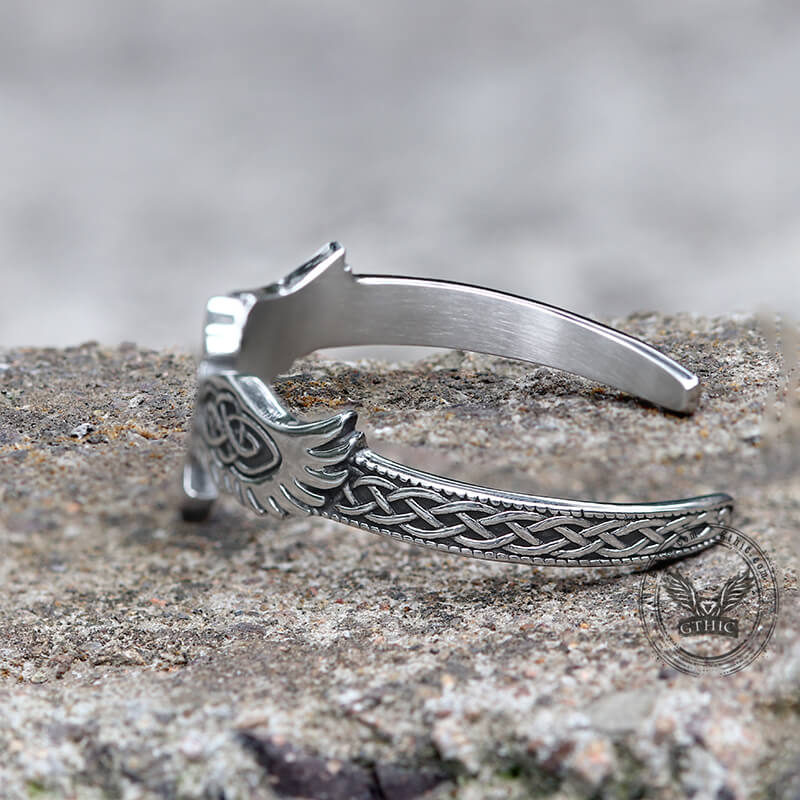 Celtic Eagle Stainless Steel Viking Cuff Bracelet