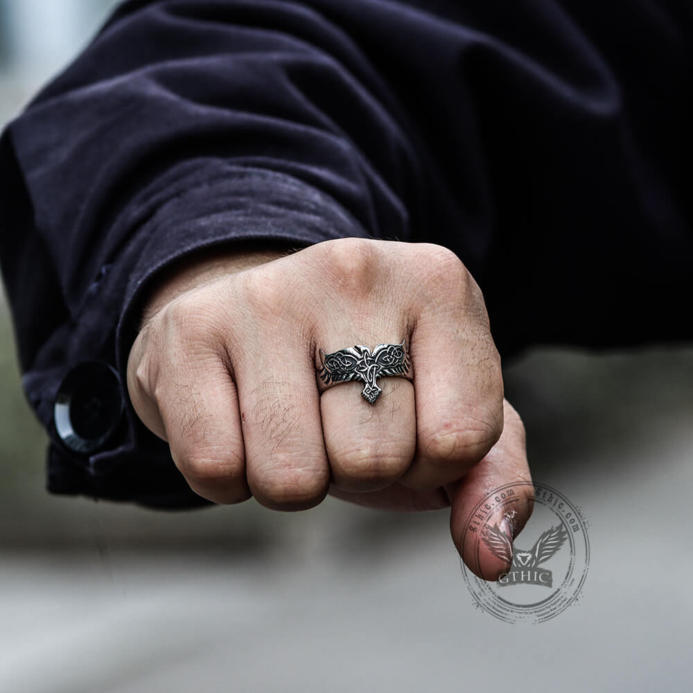 Celtic Eagle Stainless Steel Viking Ring