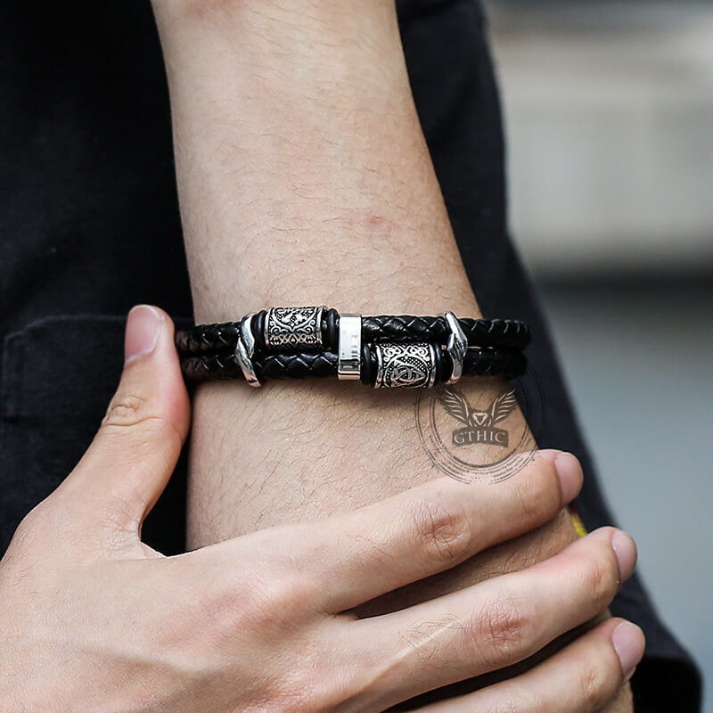 Celtic Knot and Viking Compass Stainless Steel Bracelet