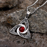 Celtic Knot Red Gemstone Stainless Steel Necklace