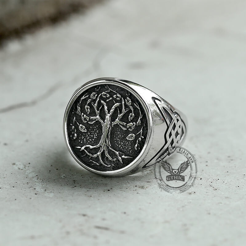 Celtic Knot Tree of Life Stainless Steel Viking Ring