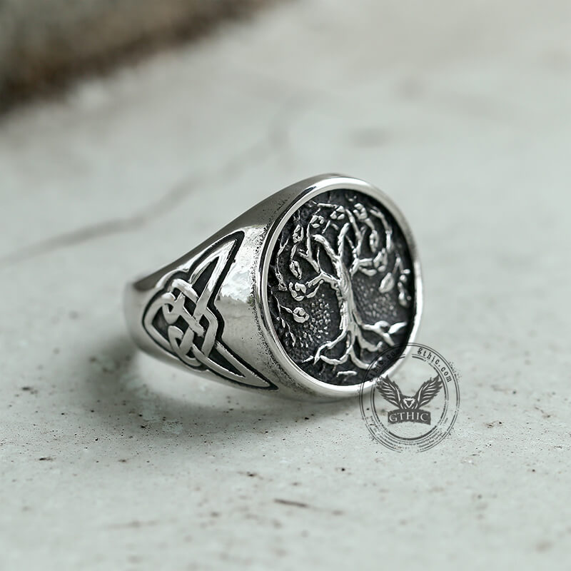 Celtic Knot Tree of Life Stainless Steel Viking Ring