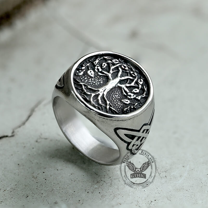 Celtic Knot Tree of Life Stainless Steel Viking Ring