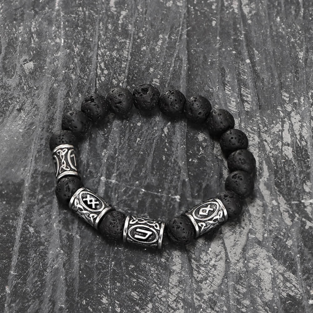 Celtic Knot Volcanic Rock Stainless Steel Bracelet