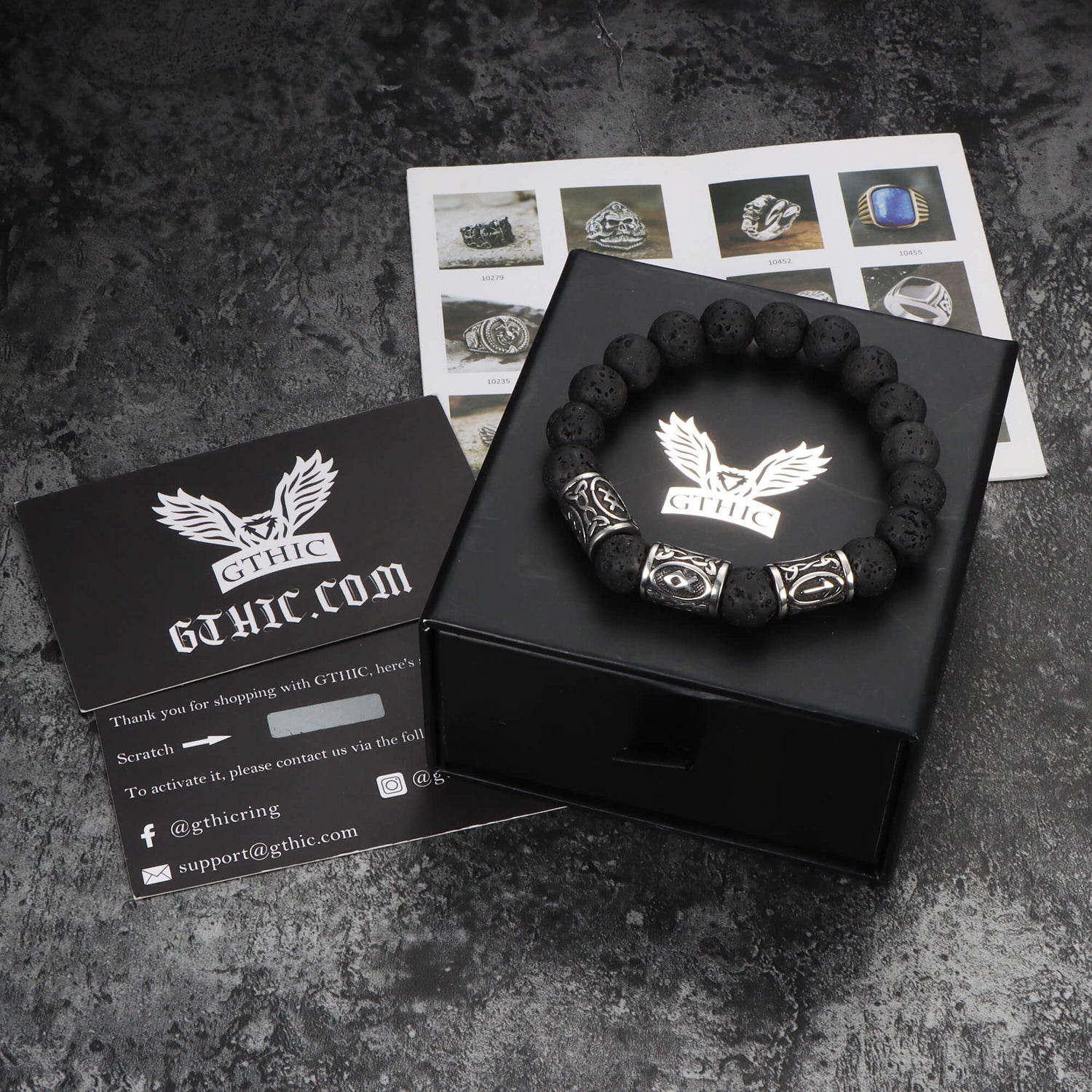 Celtic Knot Volcanic Rock Stainless Steel Bracelet