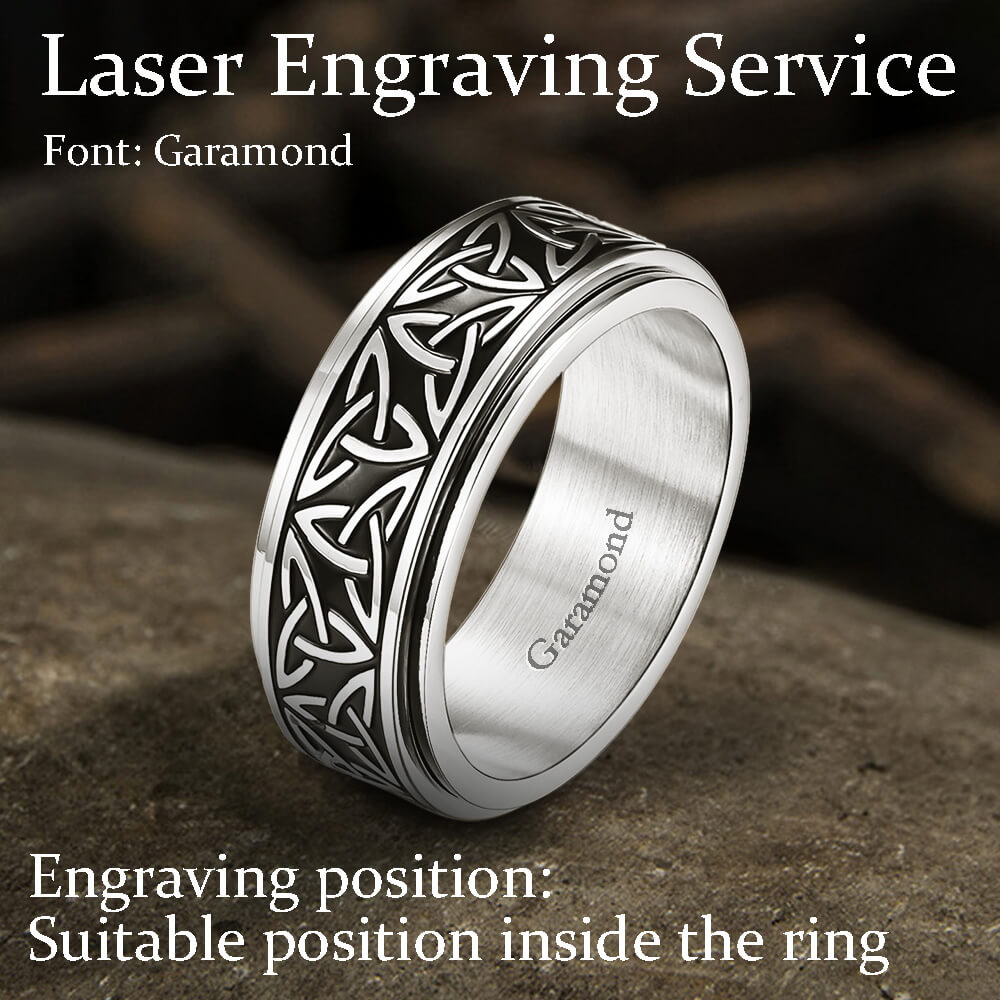 Celtic Triangle Knot Stainless Steel Viking Spinner Ring