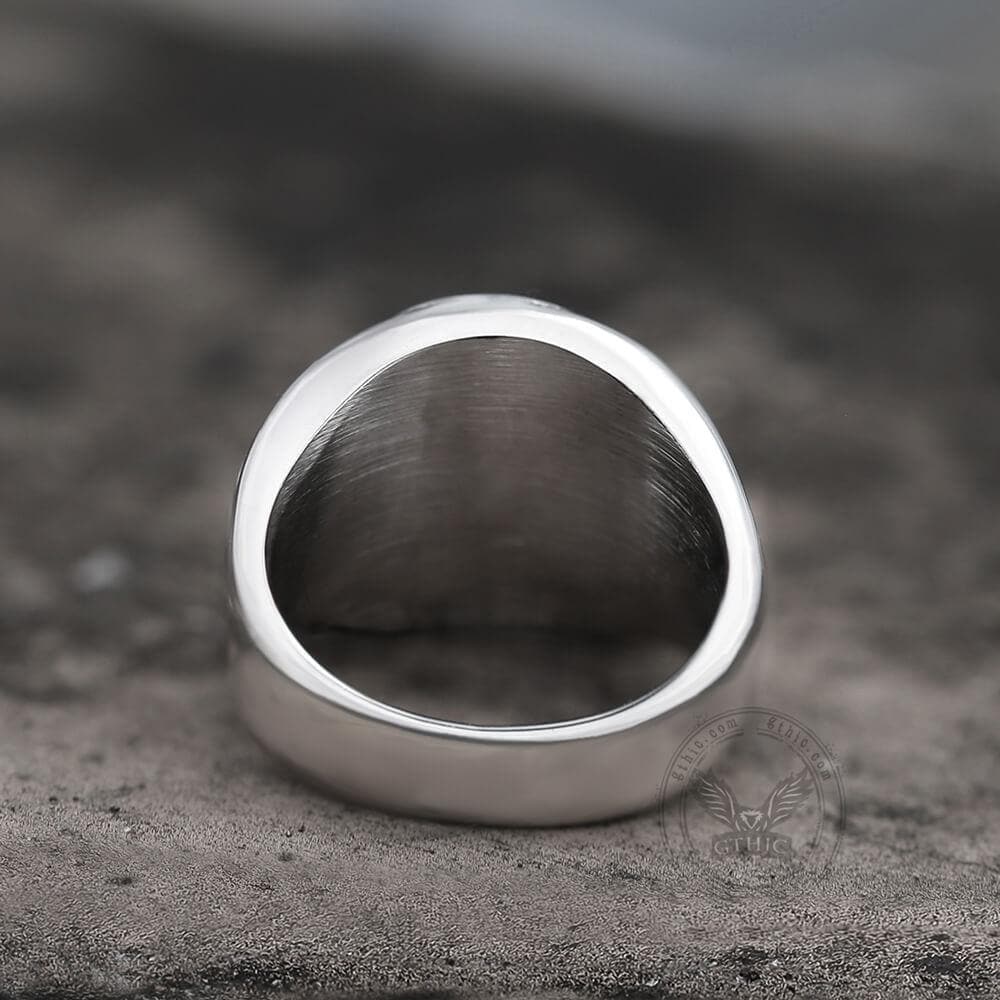 Anillo vikingo de acero inoxidable con cruz de nudo celta