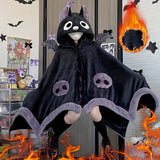 Cozy Bat-Themed Hooded Wearable Blanket with Detachable Nose - Soft Flannel, Machine Washable for Autumn & Winter
