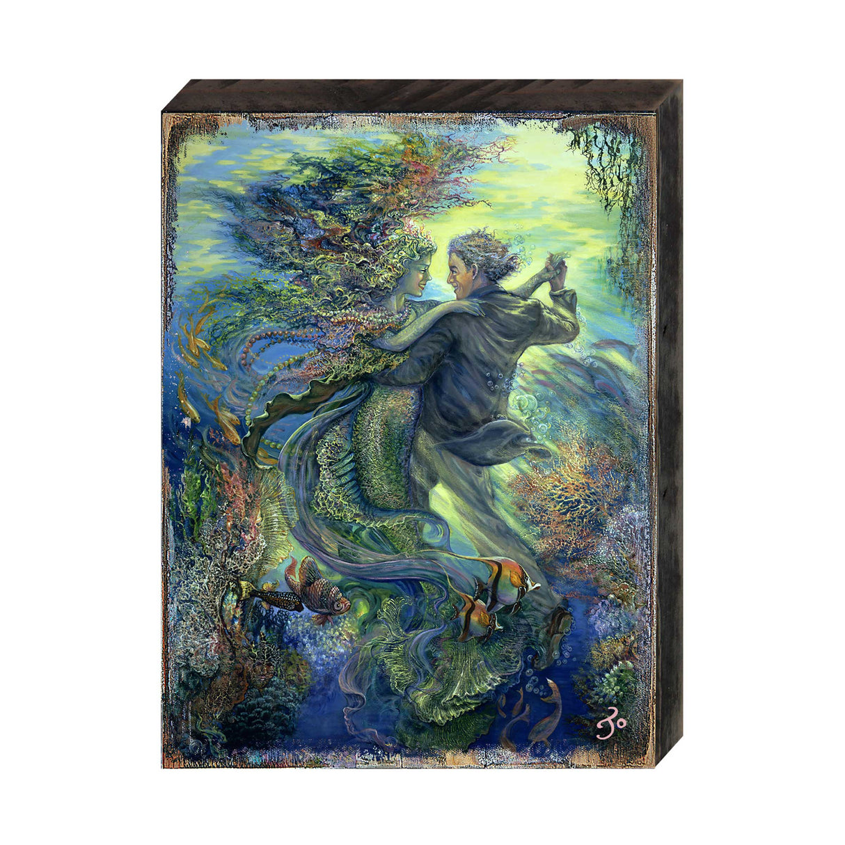 Arte de pared de madera "Por el amor de una sirena" de Josephine Wall - Decoración de fantasía - 852133-JW
