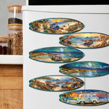 Ocean View Surfboards Decorative Wooden Magnets Set of 6 by G. Debrekht - Coastal Decor - 8090068G-S6