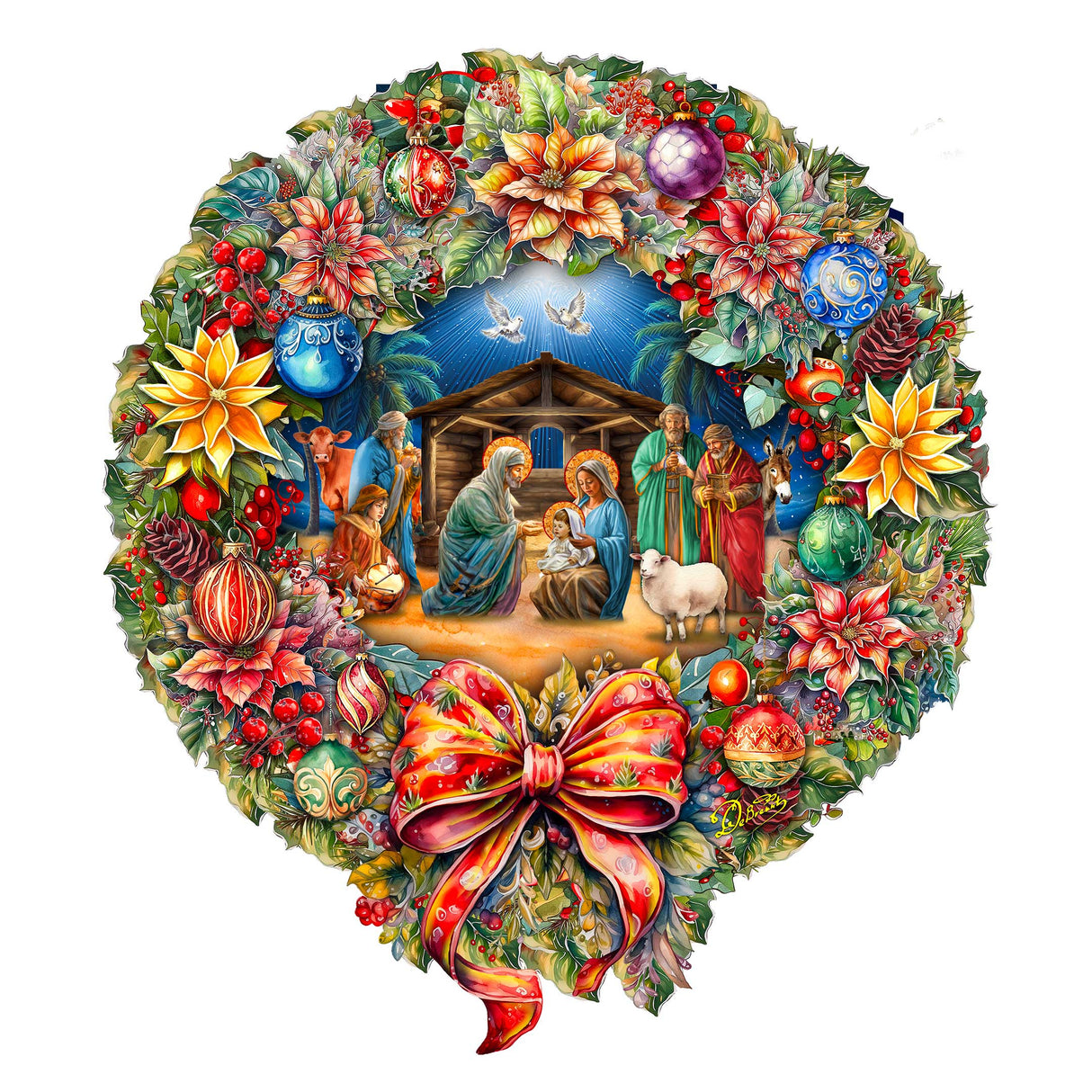 Nativity Wreath Holiday Door Decor by G. Debrekht - Nativity Holiday Decor - 8652805H