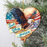 Adornos de madera con forma de corazón de águila patriótica "Dios bendiga a Estados Unidos" de G.Debrekht, decoración navideña estadounidense - 8652789
