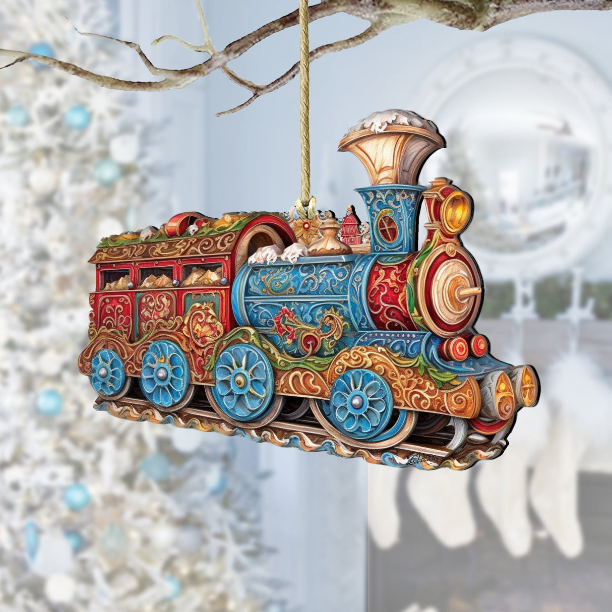 Christmas Train Wooden Ornaments by G. Debrekht - Christmas Decor - 8100198-3