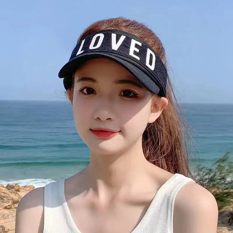 Sunlight Blocker For Summer Letter Without Top LOVED Korean - Lootquake