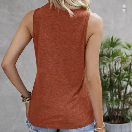 Women's Round Neck Simple Plant Print Versatile Fashion Vacation Style Vest Top - Lootquake