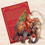 Adornos de madera de Papá Noel sobre un elefante de G. Debrekht. Decoración navideña de Papá Noel y muñeco de nieve - 8611043-2