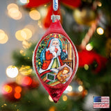 Christmas Night Glass Ornament by G. DeBrekht - Christmas Santa Snowman Decor - 757-025