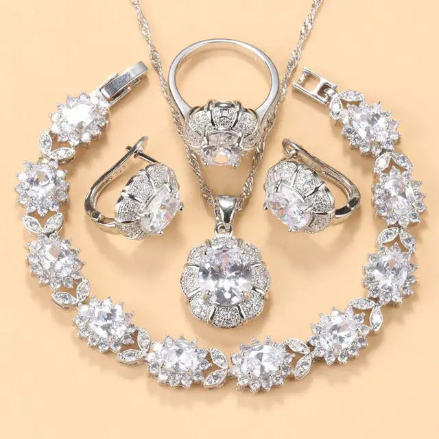 Earrings Necklace And Ring For Women 4 PCs Set - Lootquake