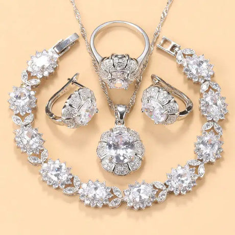 Earrings Necklace And Ring For Women 4 PCs Set - Lootquake