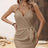Women's Solid Color Ring Decoration Suspender Cross Wrapped Chest Waist Strap Short Casual Elegant Style Suspender Dress - Lootquake