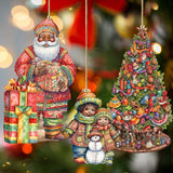 Papá Noel de todo el mundo - Papá Noel de inspiración afroamericana - Juego de 3 adornos de madera de G. DeBrekht - Decoración navideña de Papá Noel y muñeco de nieve - 8091310S3